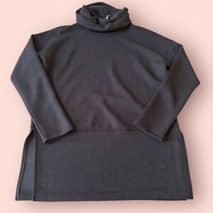 Spanx Air Essentials Tunic Sweater Women's XS Black Long Sleeve Turtleneck Slit